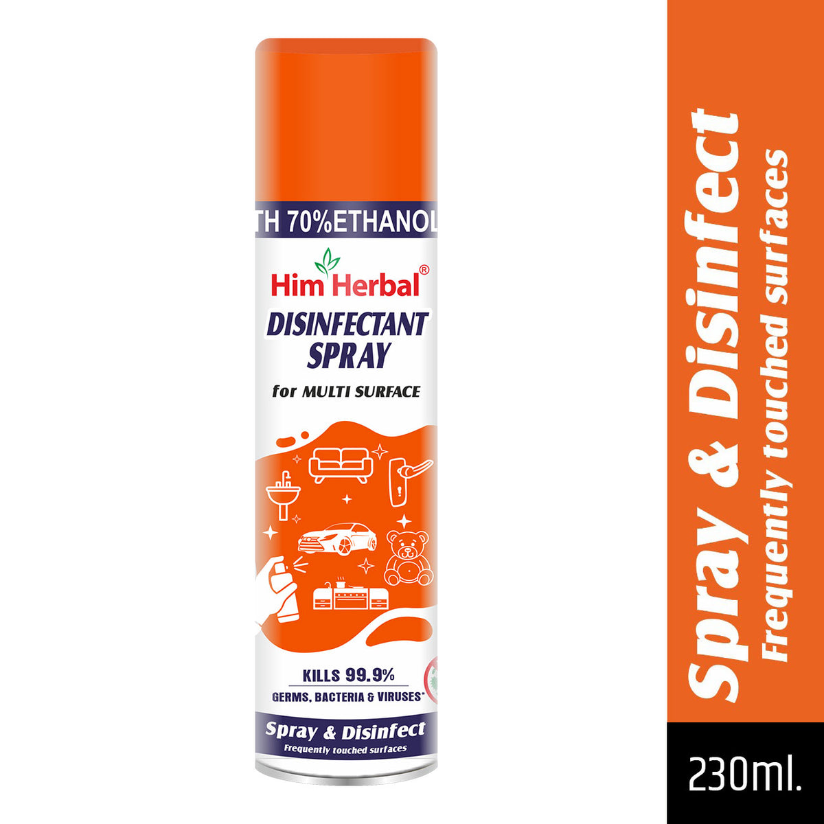Him Herbal Multi Surface Disinfectant Spray - 230ml | Kills 99.9% Germs, Bacteria & Viruses with 4 Ayurvedic Herbs