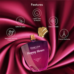 HAPPY HOURS - Bulgarian Rose, Cherry & Freesia | French Perfume Ideal for Women - 100 ML