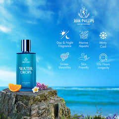 WATER DROPS - Fresh Marine Aquatic, Minty & Lavender Rosemary | French Perfume Ideal for Men & Women ( Unisex ) - 125 ML