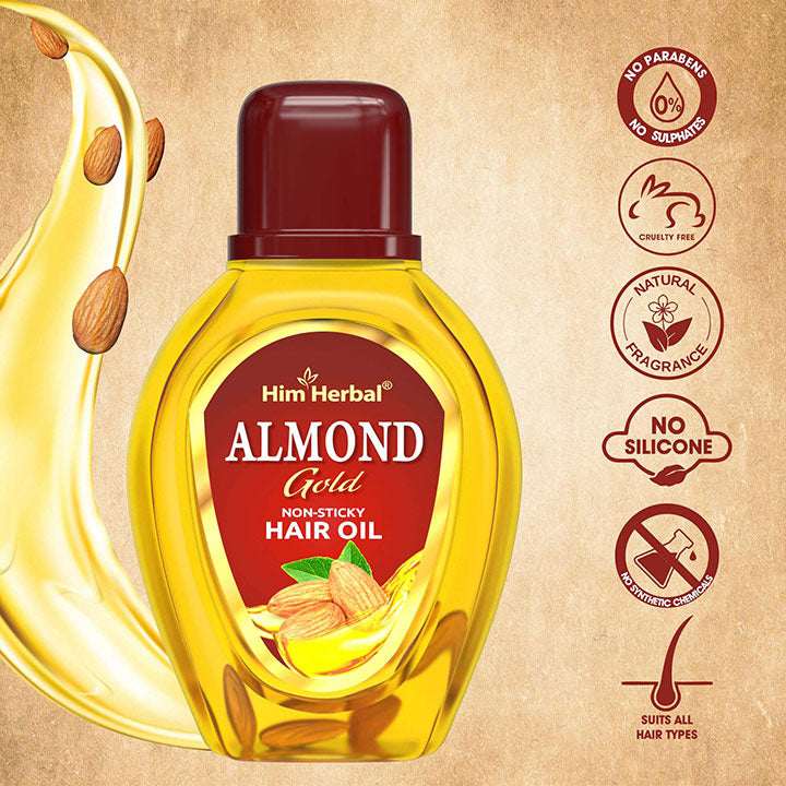 Him Herbal Almond Gold Hair Oil With Real Almond